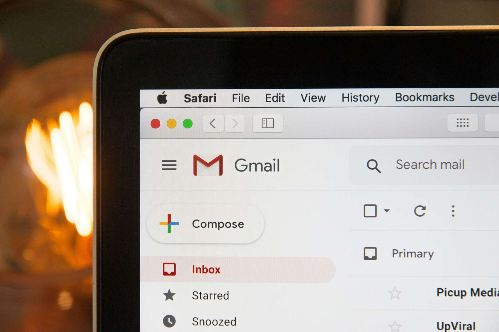 Gmail inbox open on a laptop