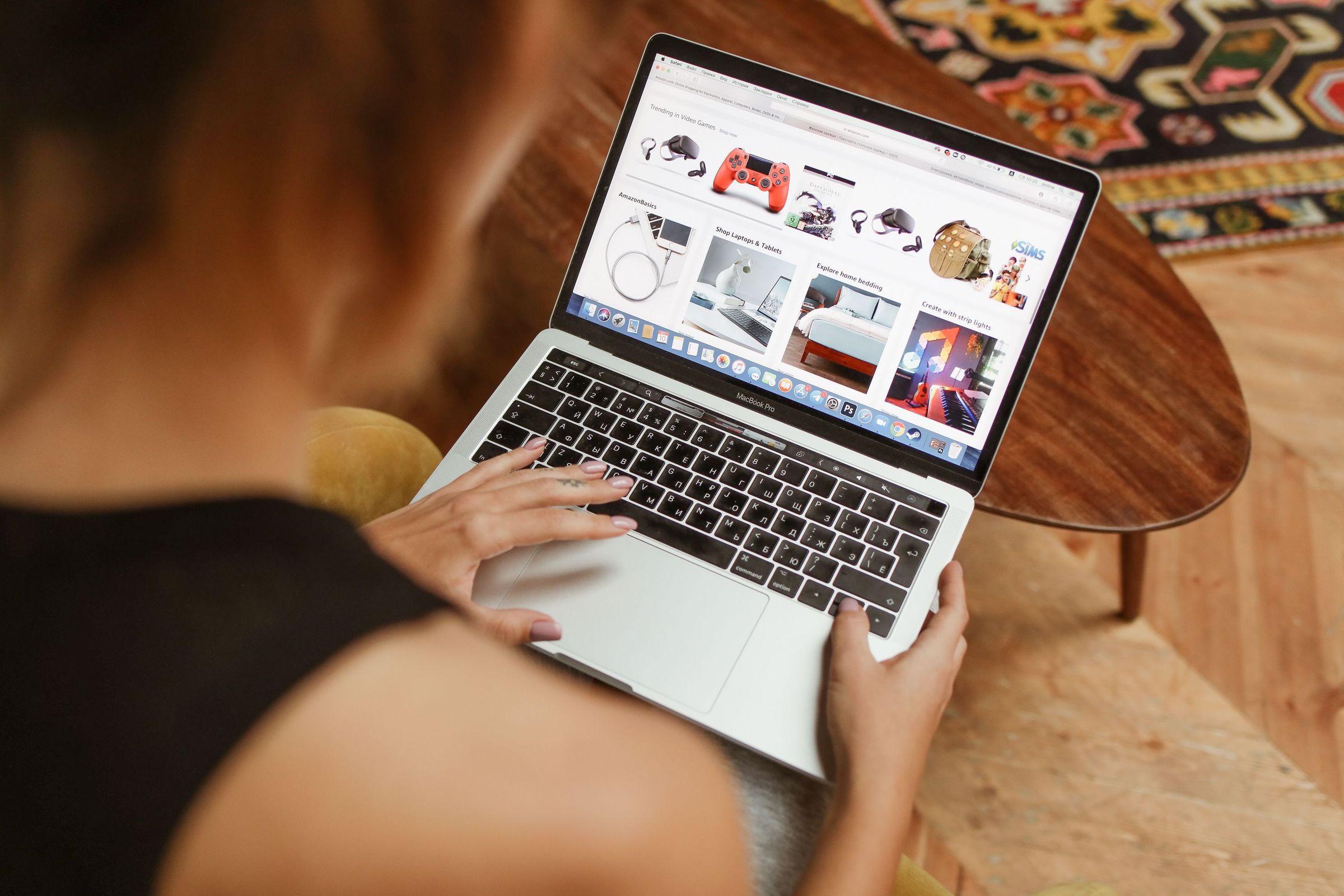 Shopper browsing an online product catalog on a laptop