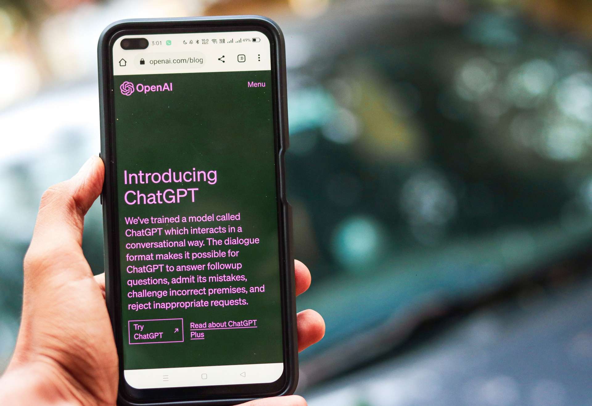 User interacting with an AI chatbot on a smartphone