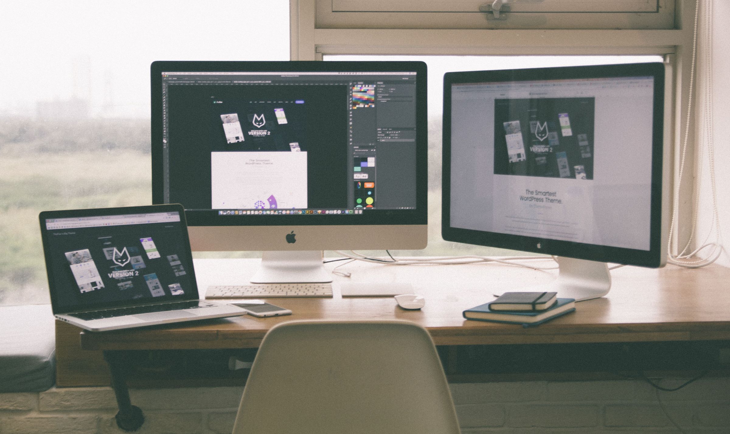 Screens showing a website interface design and browser view