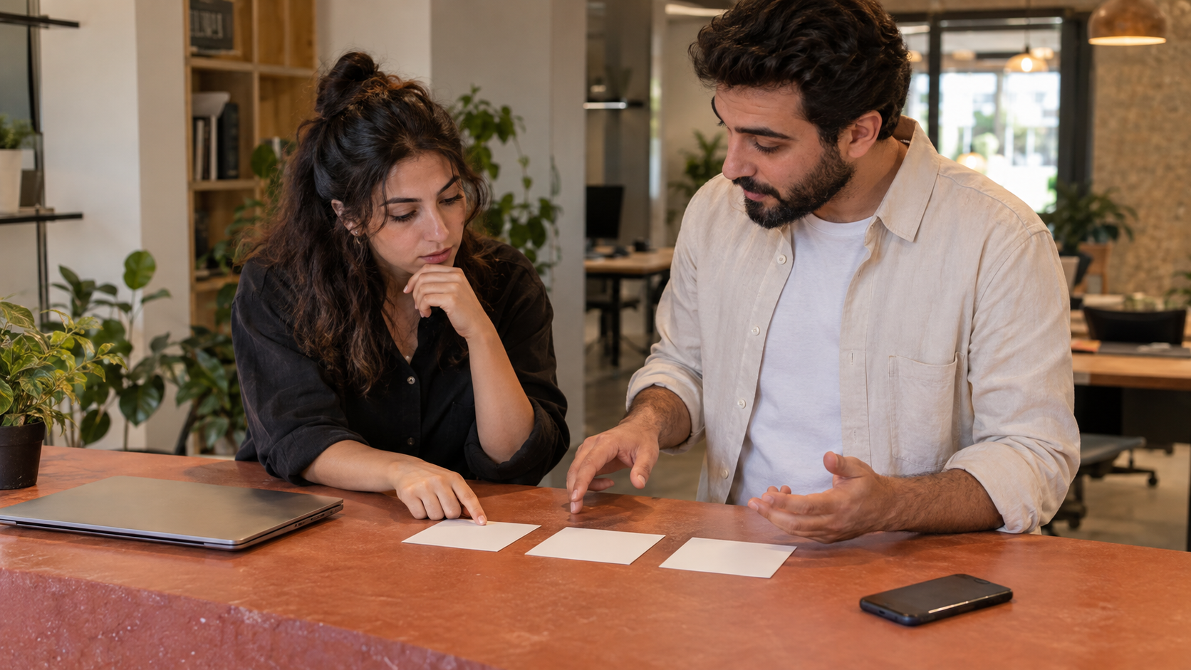 Fictional product owner and developer compare the user task with web and mobile options