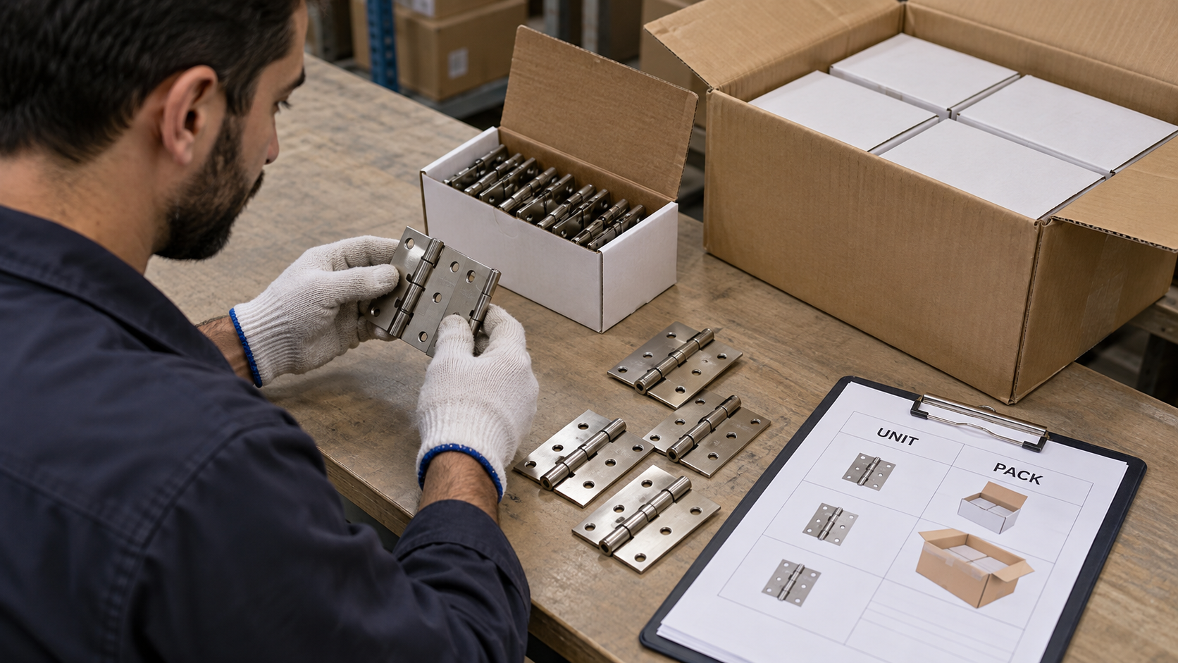 Reviewing individual pieces, inner boxes and outer packaging