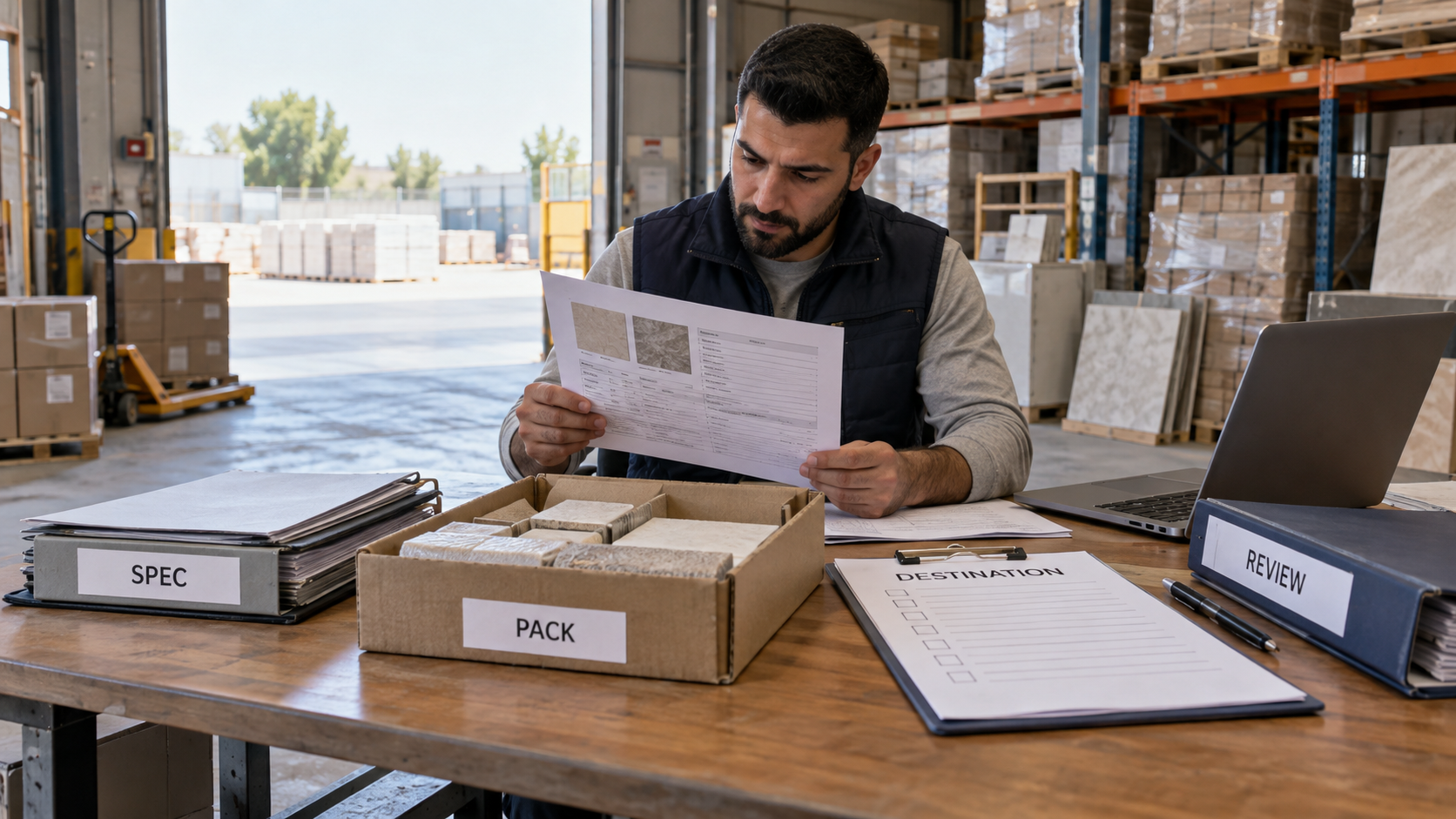 Reviewing specification, packing and destination folders