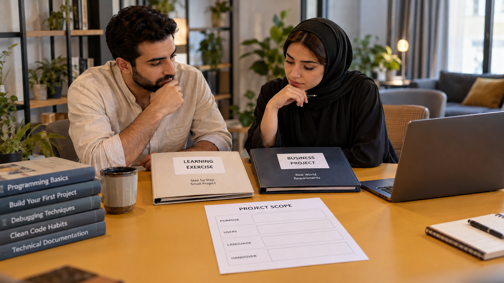 Project owner and developer distinguishing a learning exercise from a business project