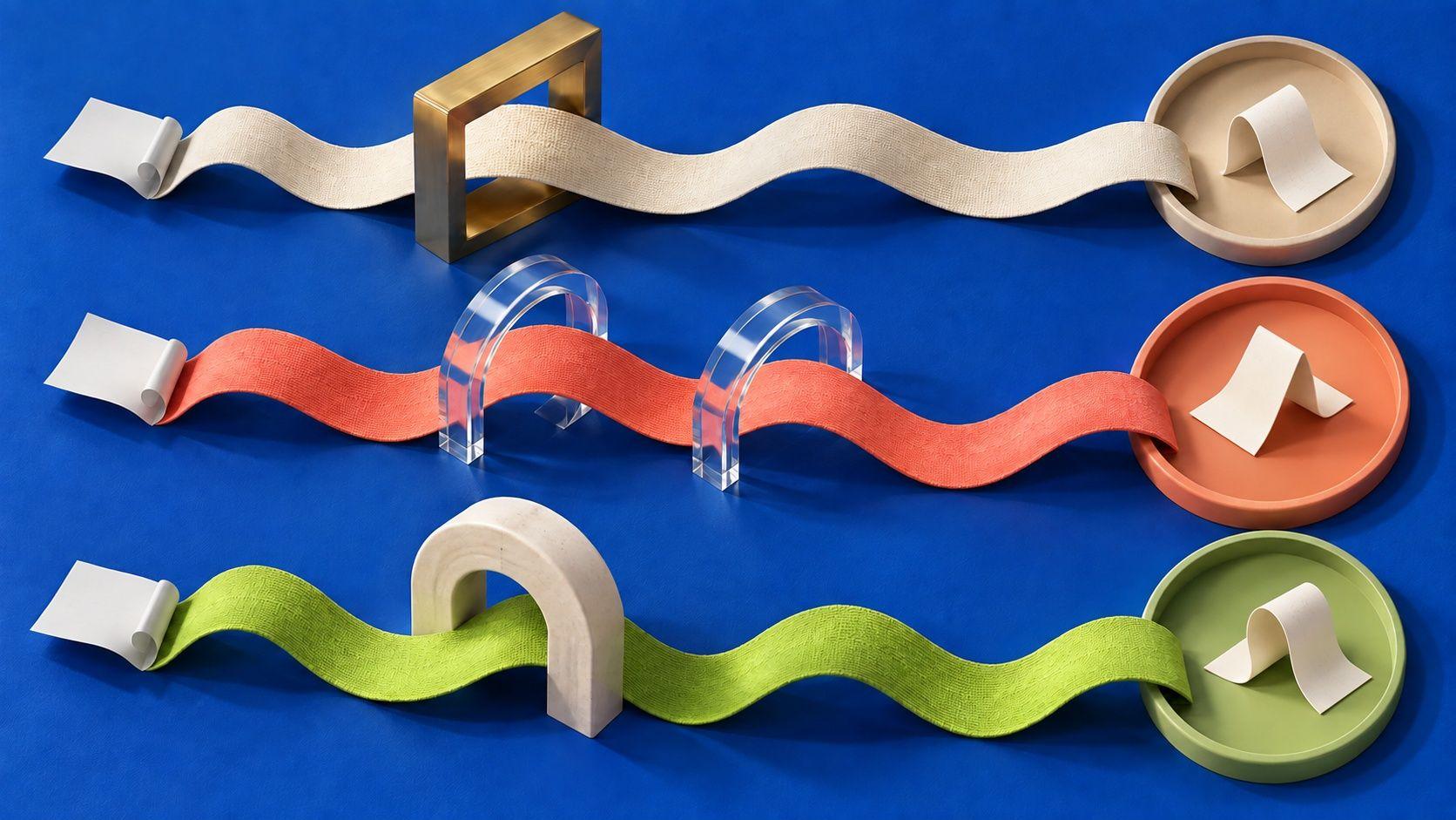 Conceptual image of three differently routed paths through separate gateways representing distinct national connections