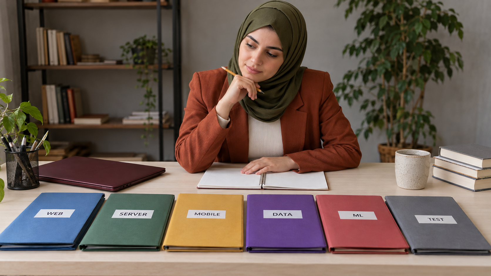Learner comparing web, server, mobile, data, machine-learning and testing folders