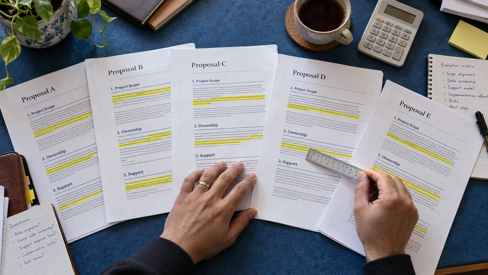 Comparing software proposals against stated criteria