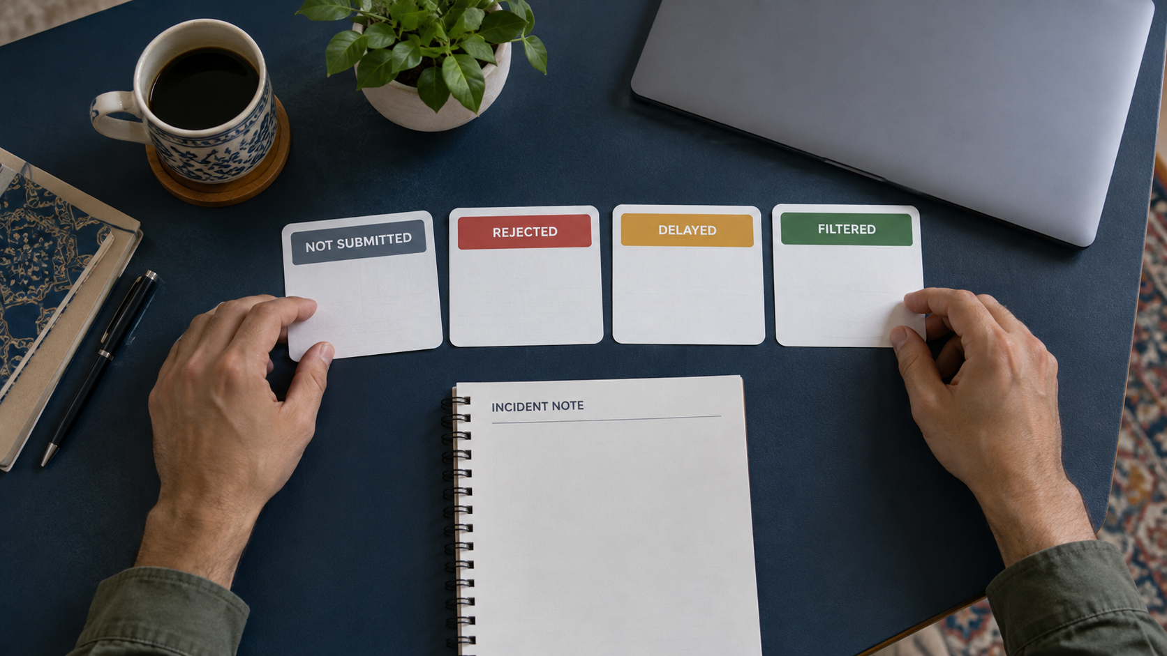 Separating submission failure, rejection, delay and filtering