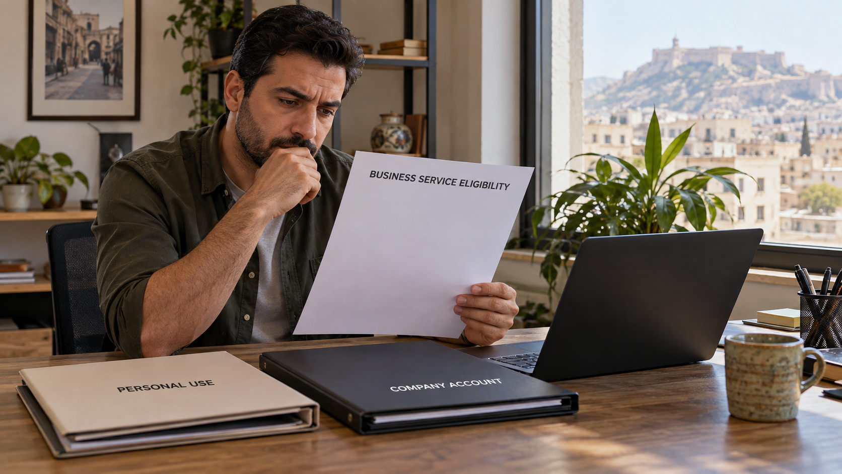 Separating personal email use from business service eligibility