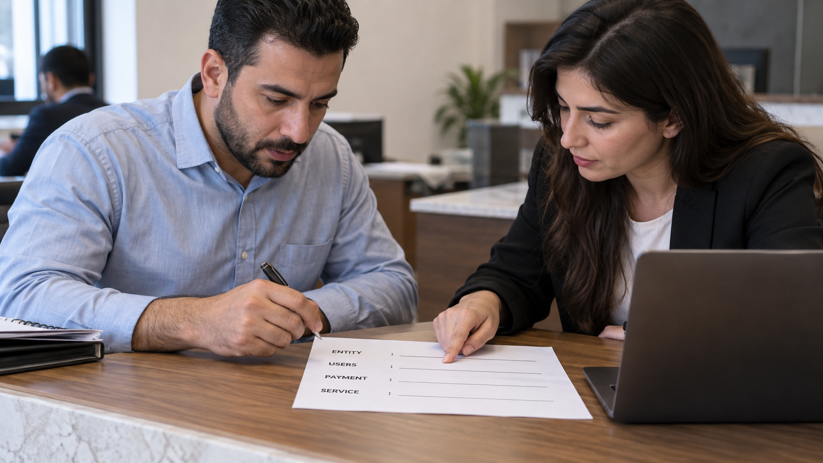 Reviewing entity, users, payment and service questions