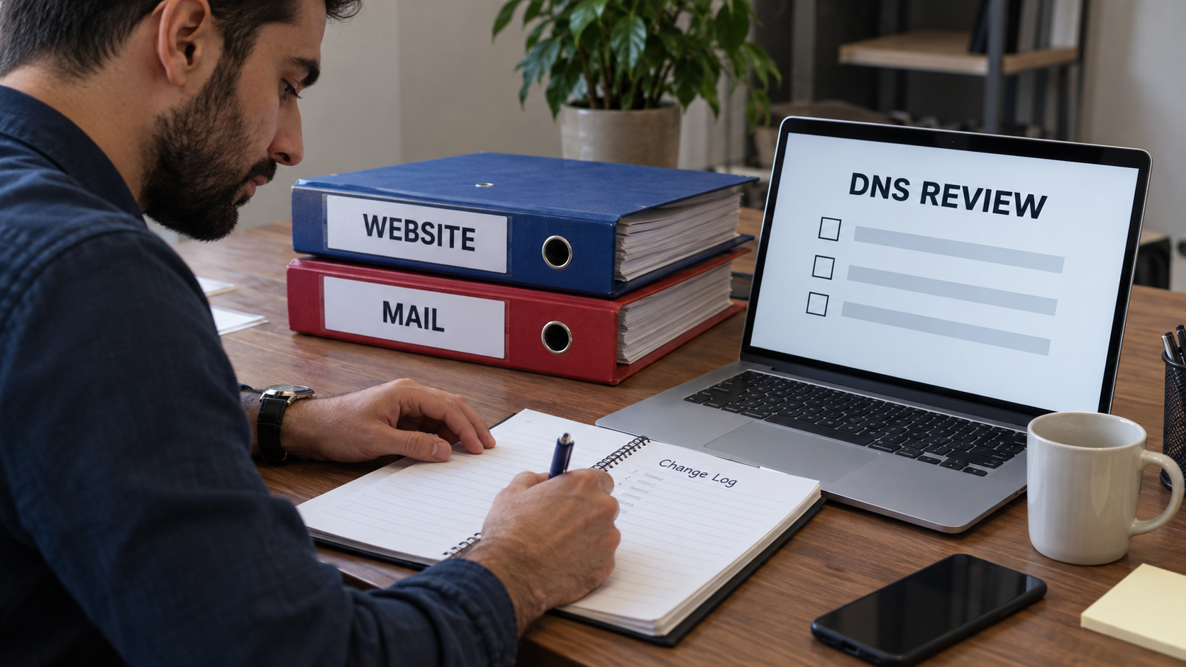 Reviewing separate website and mail DNS change records