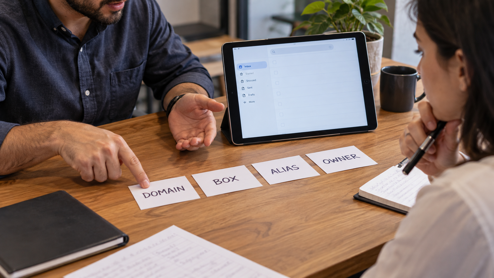 Discussing domain, mailbox, alias and ownership questions