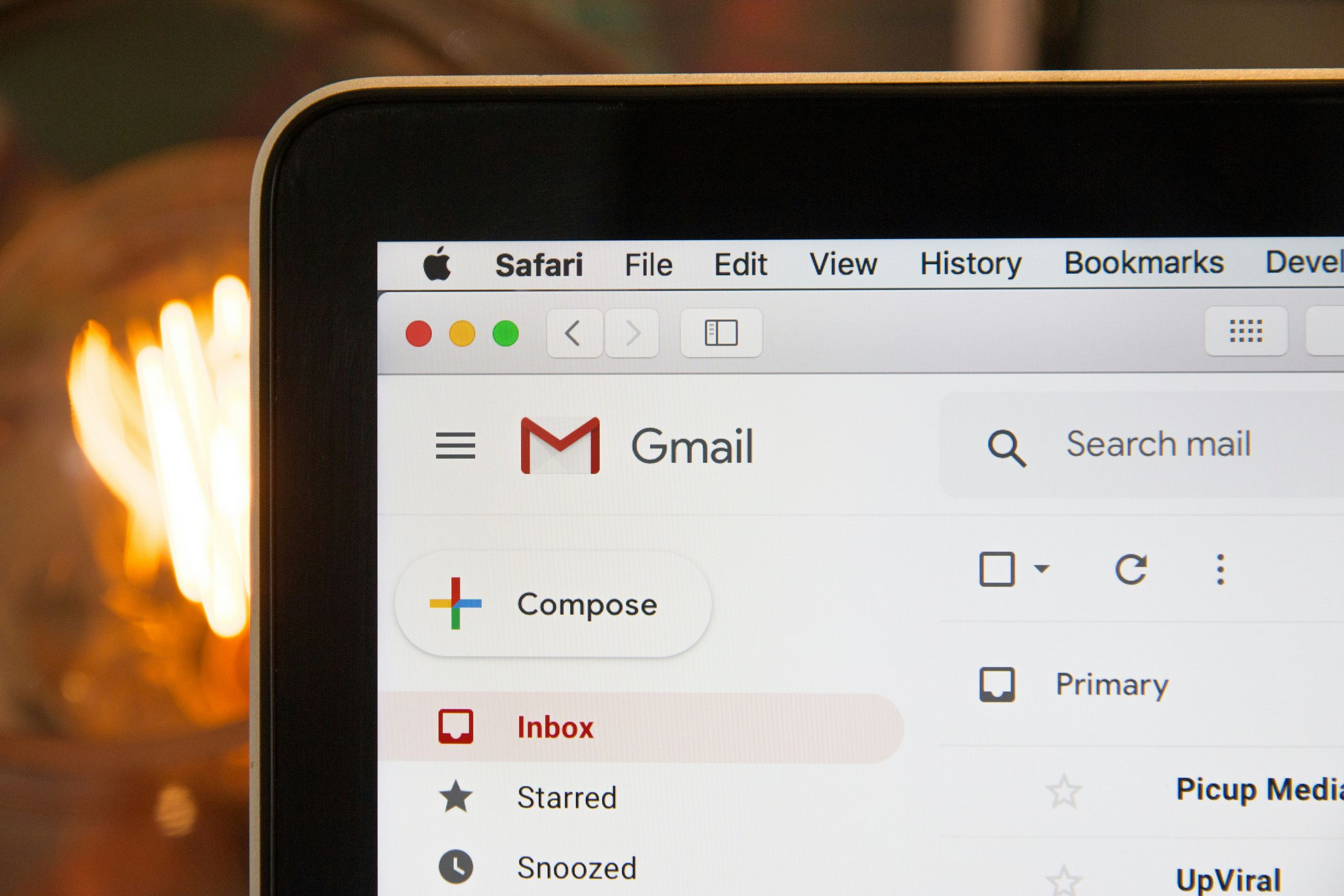 Gmail inbox open on a laptop