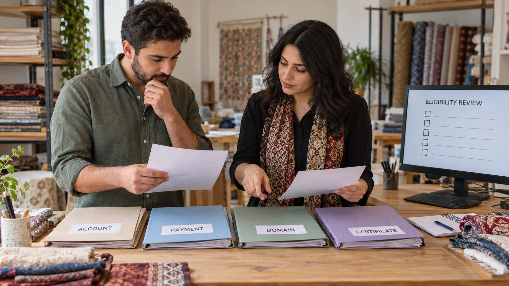 Staff examining separate account, payment, domain and certificate policies