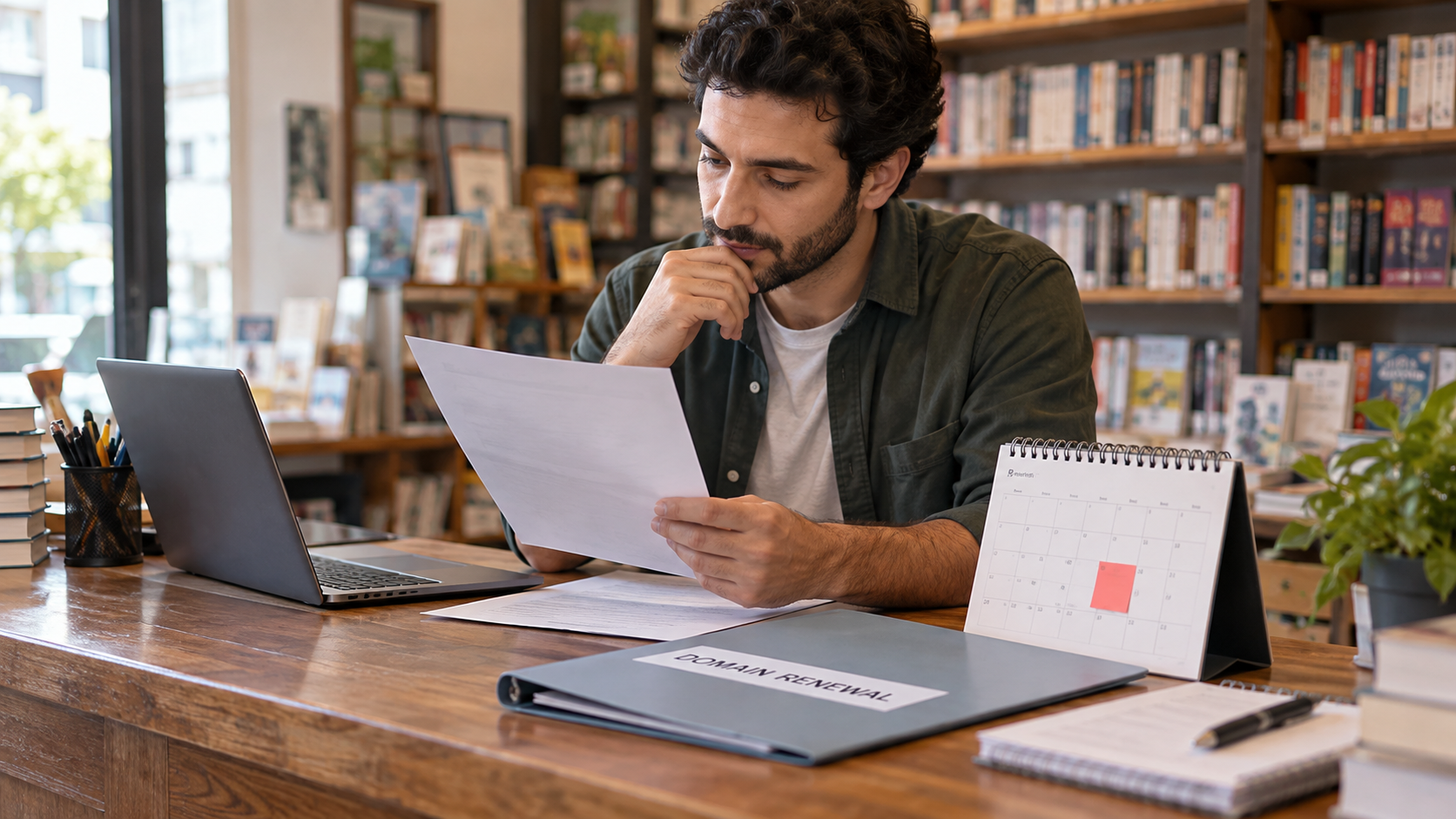 Reviewing an empty renewal invoice and calendar reminder
