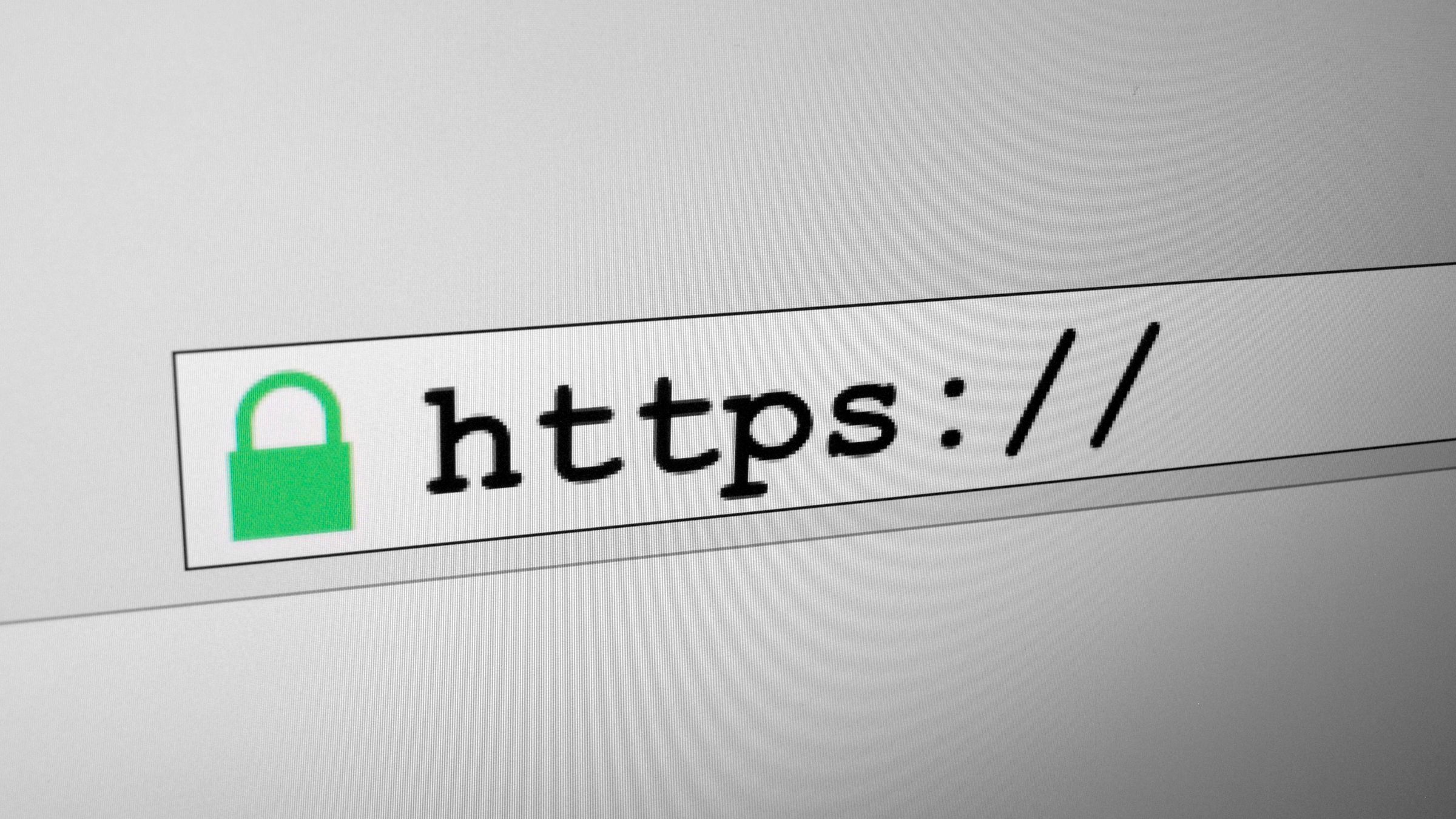 Historical close photograph of https and a padlock symbol