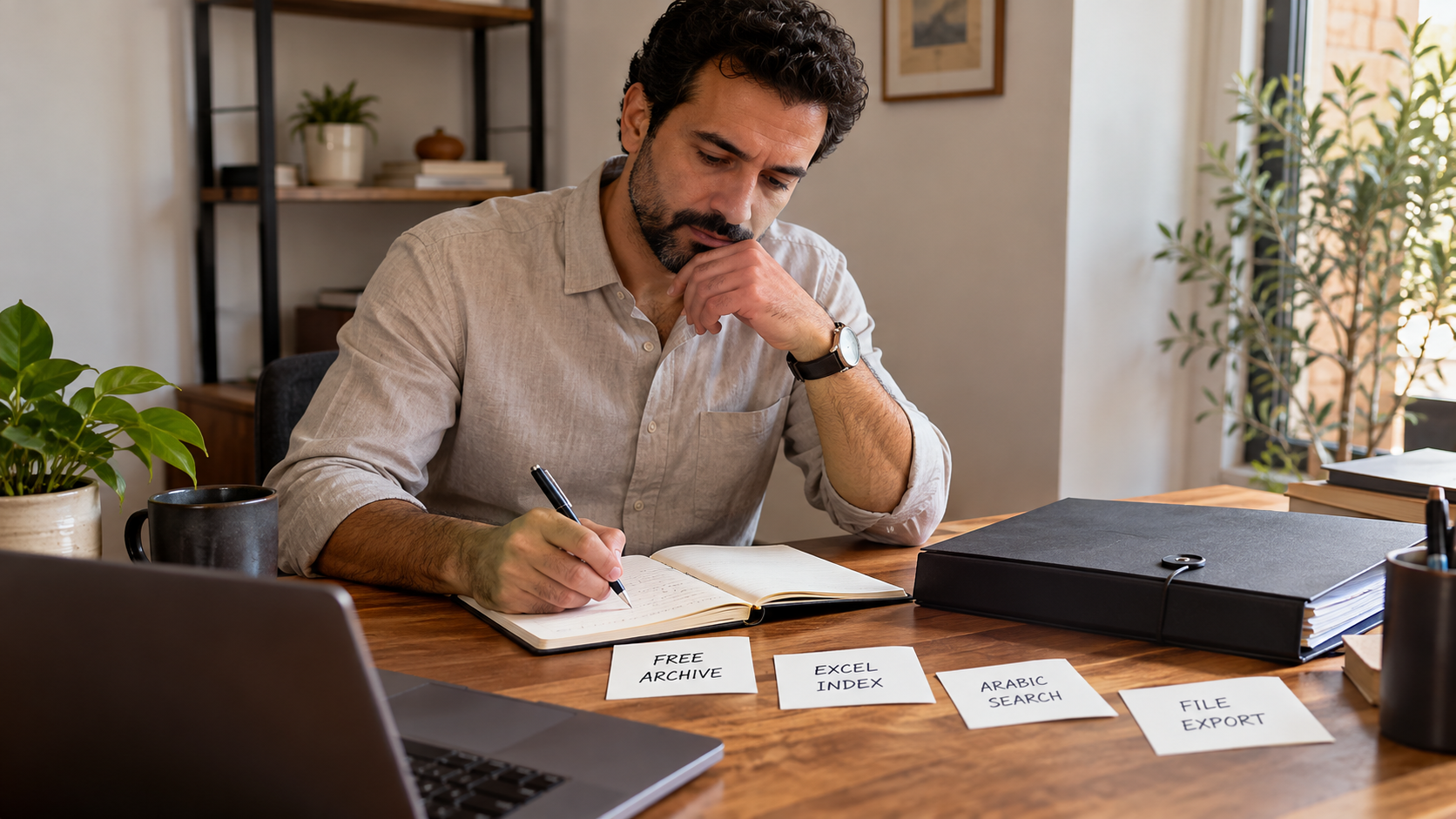 Business founder writes questions about free archives, Arabic search and export
