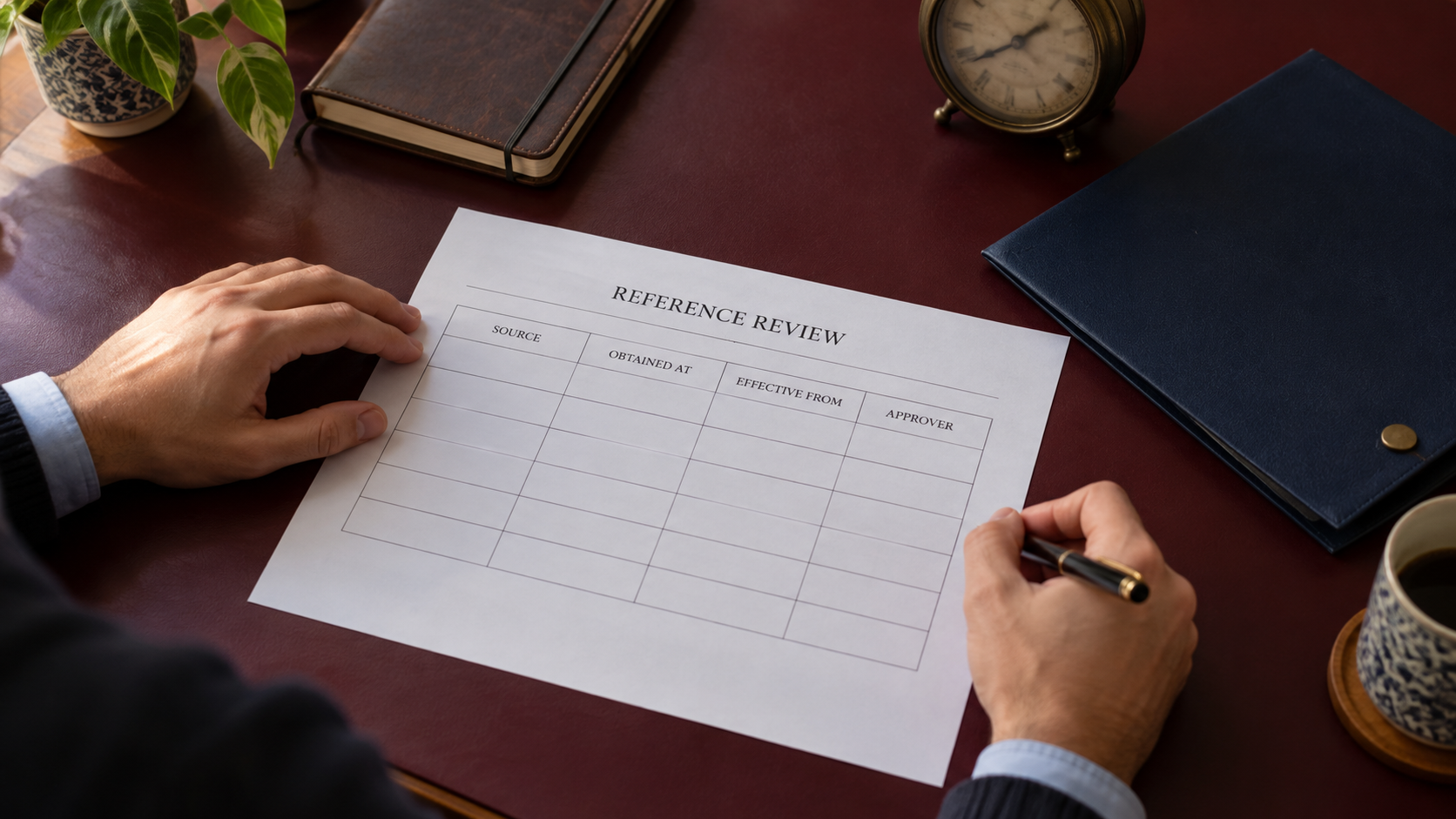 Reviewing blank reference-source, retrieval-time, effective-time and approver fields