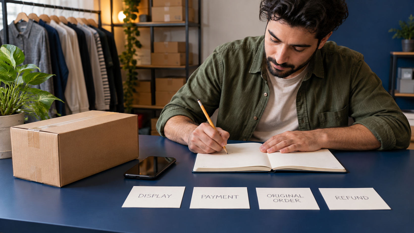 Merchant preparing questions about display, payment, original orders and refunds
