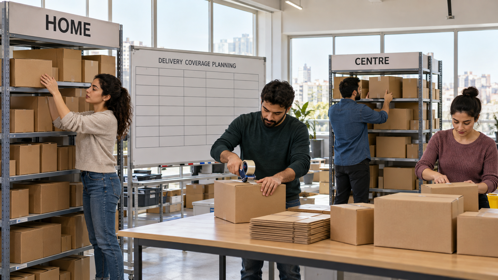 Illustrative parcel staff preparing orders for different collection methods