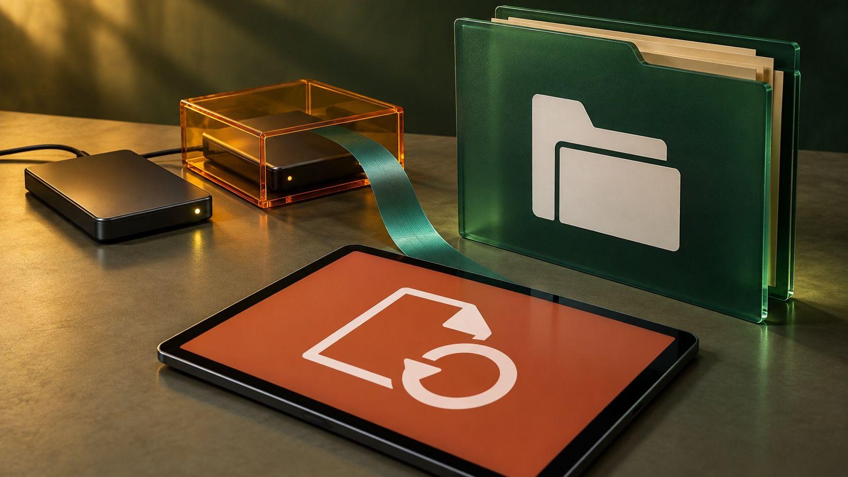 Generated conceptual clinic-record recovery test using protected backup drives without patient data