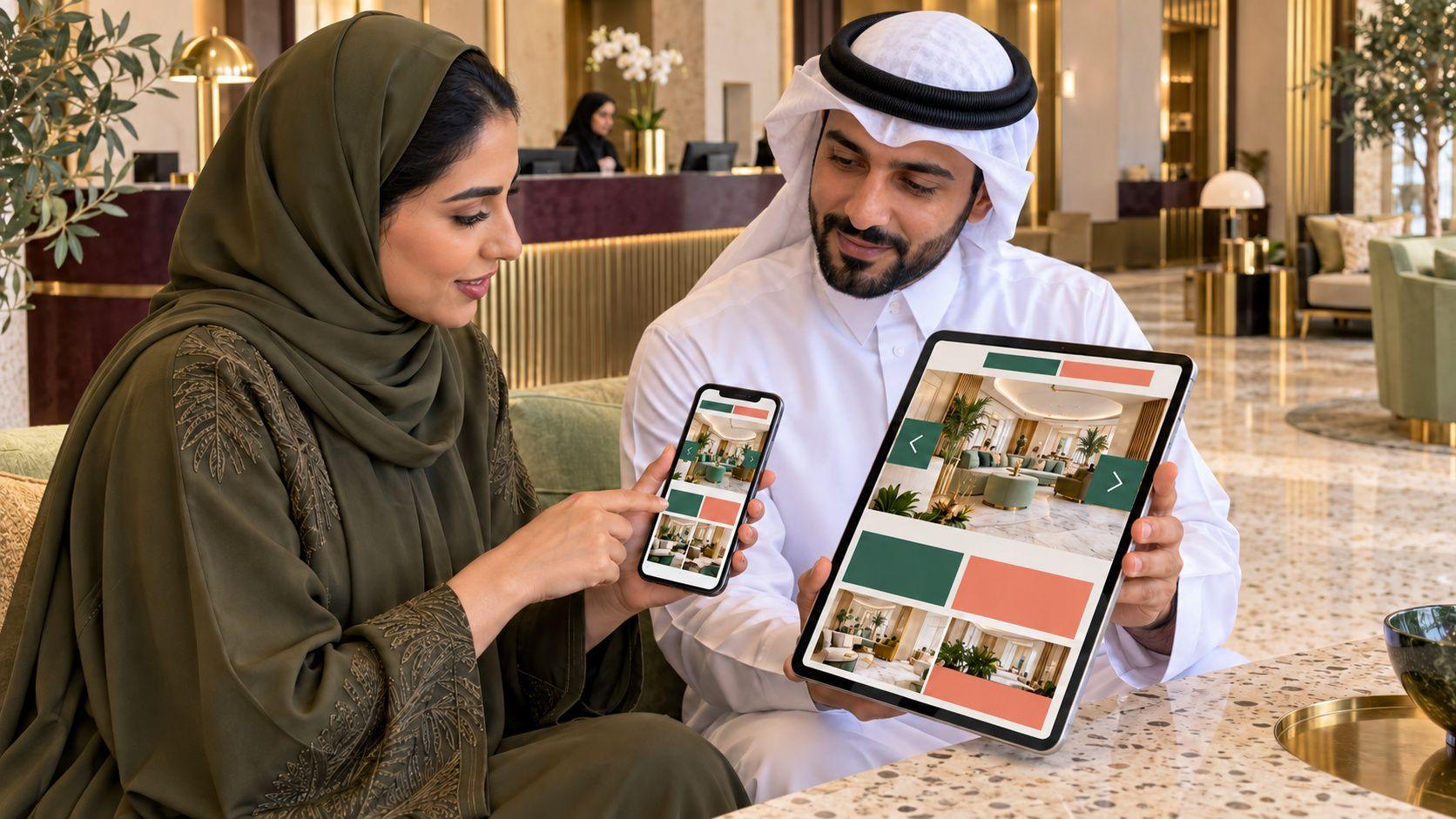 Generated Gulf business testing Arabic and English responsive website prototypes