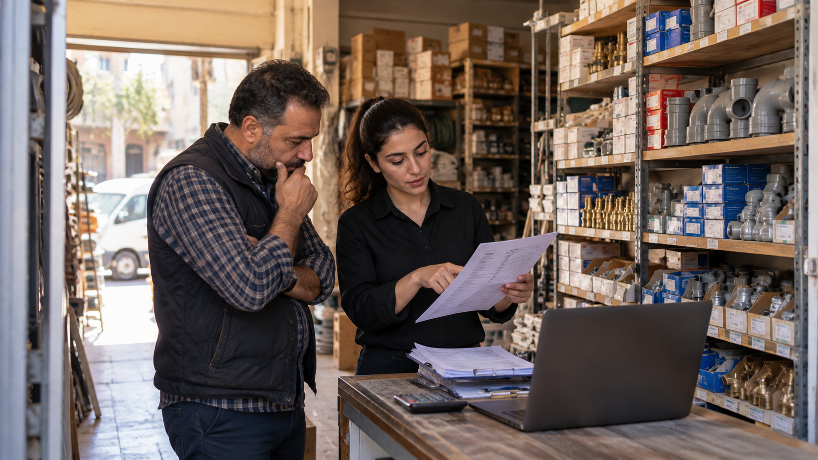 Reviewing a stock-count scope in a hardware shop