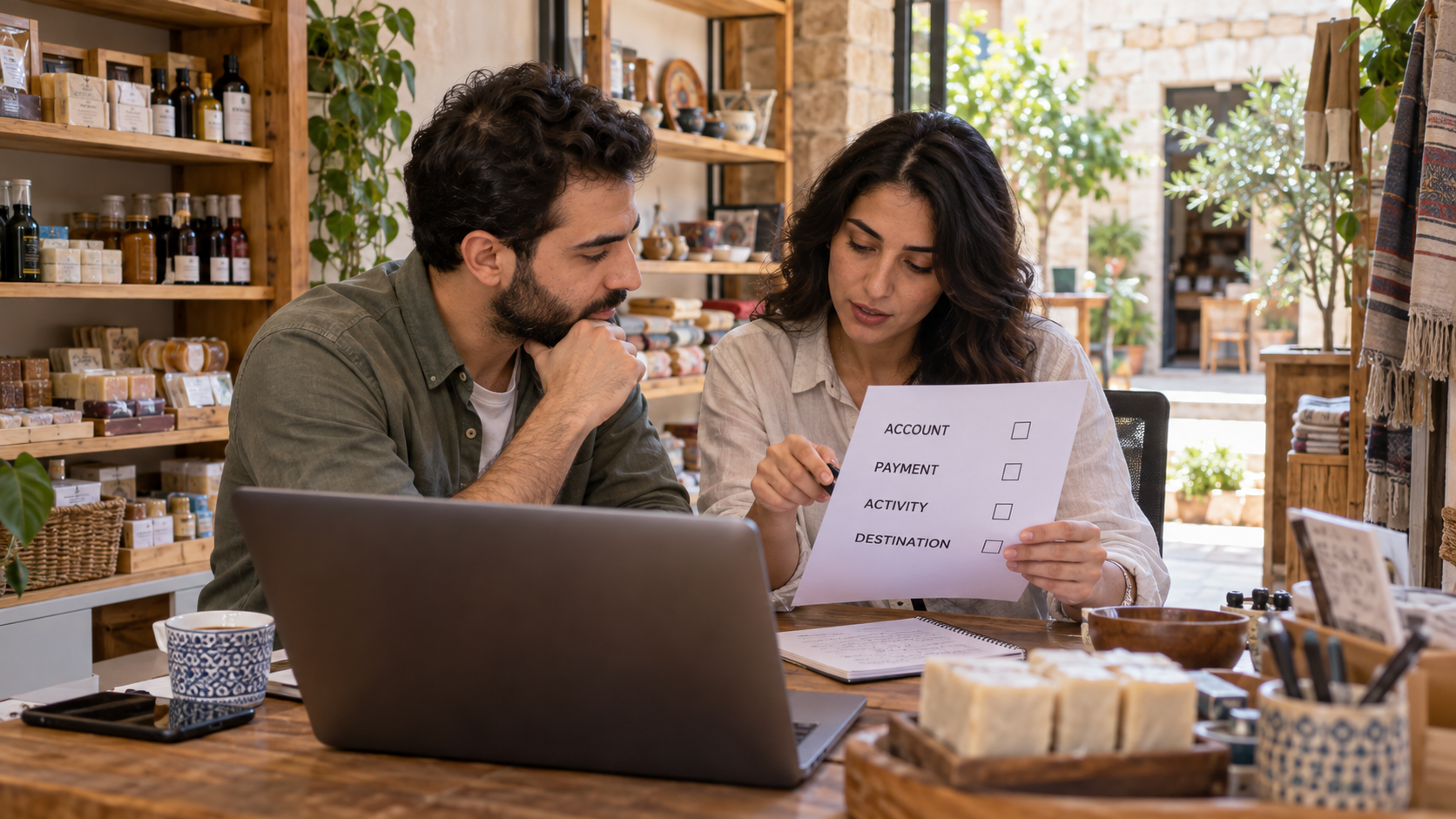 Reviewing account, payment, activity and destination before a campaign