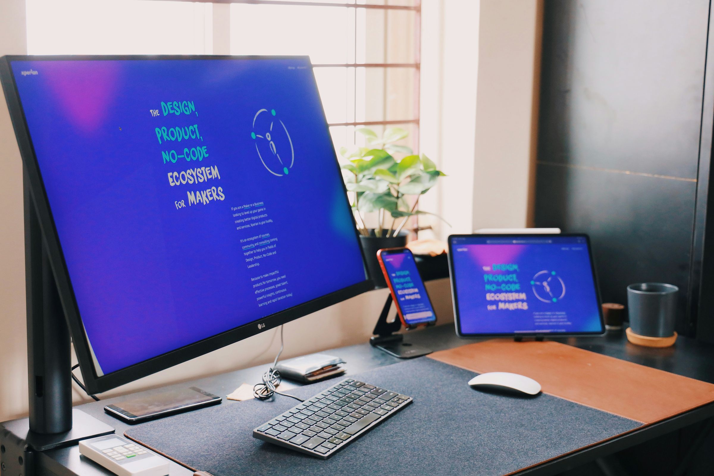 A page presented on a monitor, phone and tablet