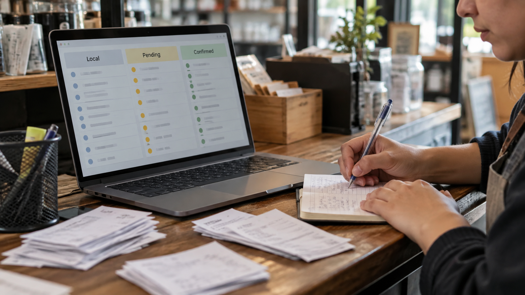 Reviewing local receipts waiting to upload