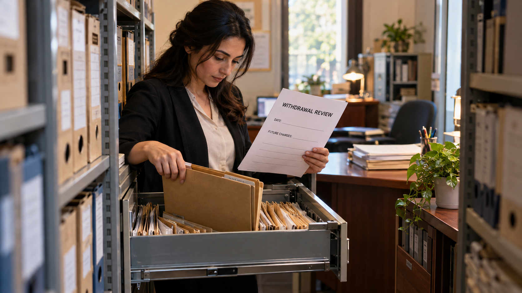 Previous student file retained while withdrawal date and future charges are reviewed