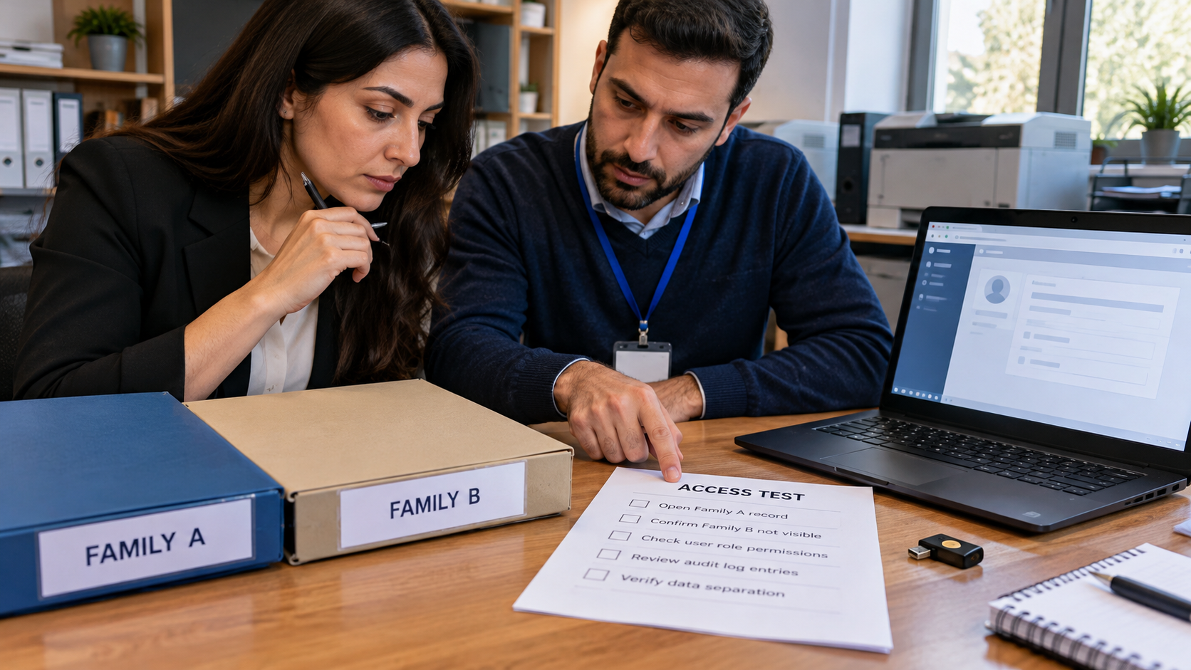 Testing access to two separate fictional family folders