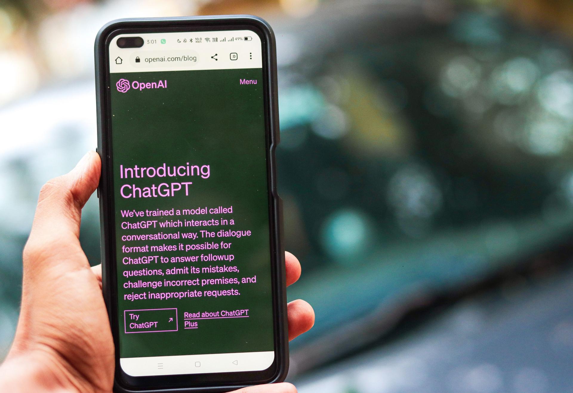 User interacting with an AI chatbot on a smartphone