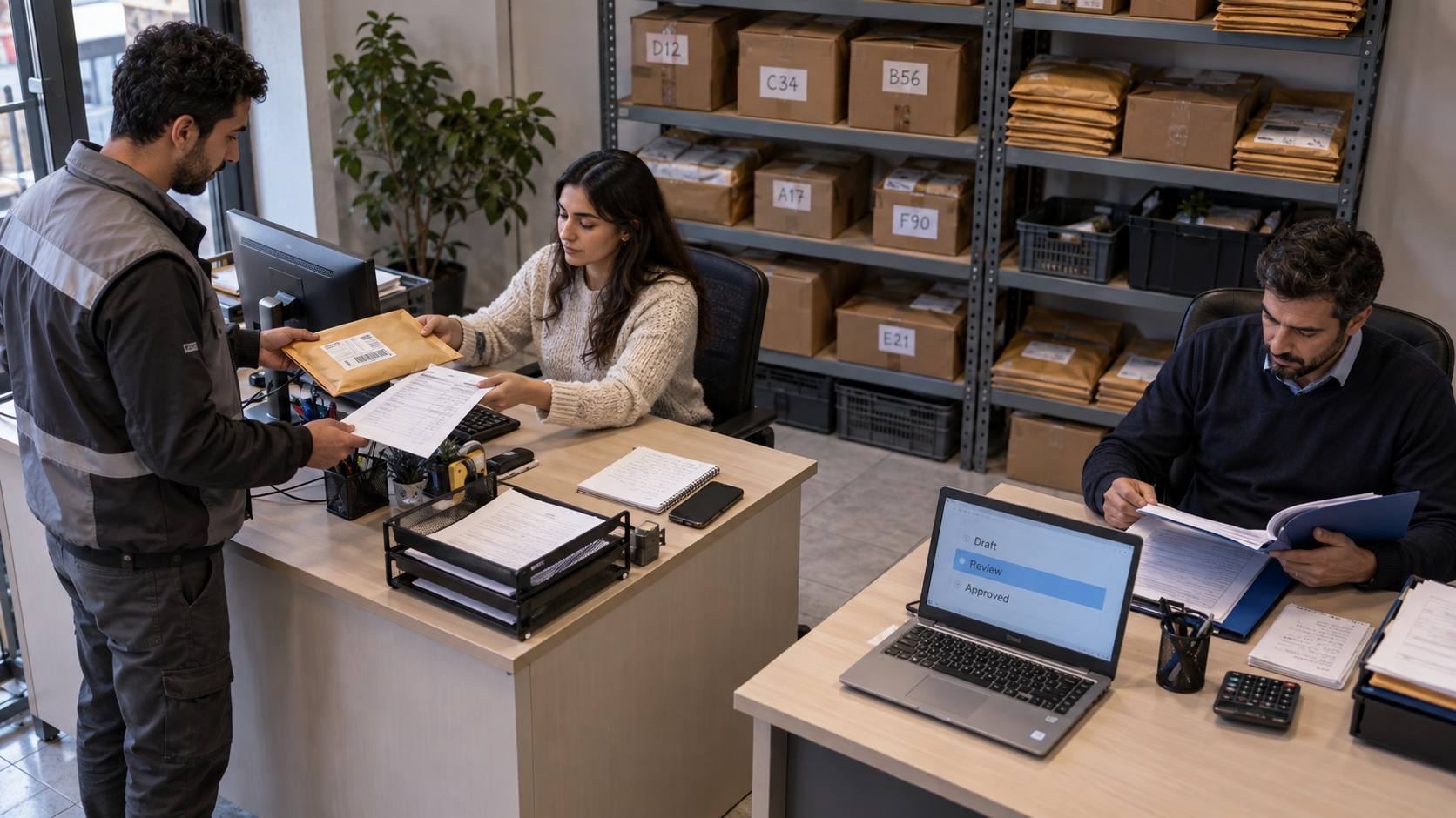 Reviewing a custody handover document with separate clerk and supervisor roles