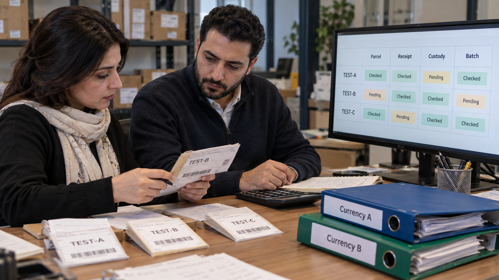 Matching shipment references, receipts, custody and merchant batches
