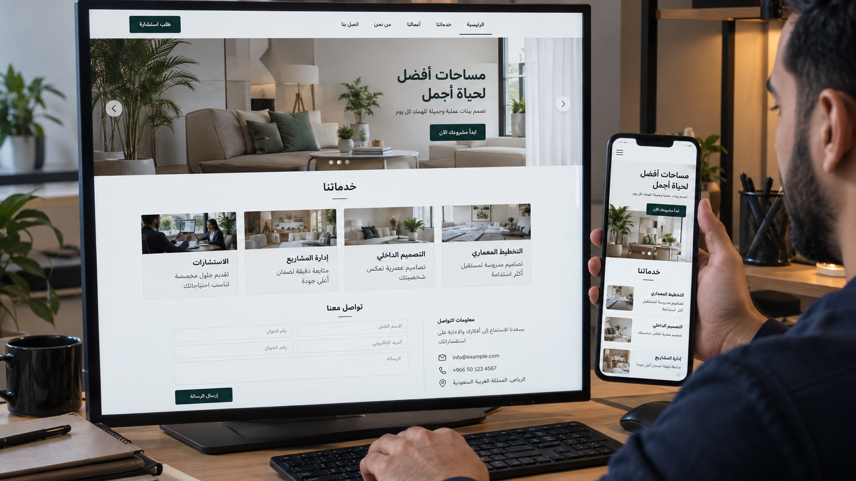 Generated photorealistic explanatory scene: responsive design
