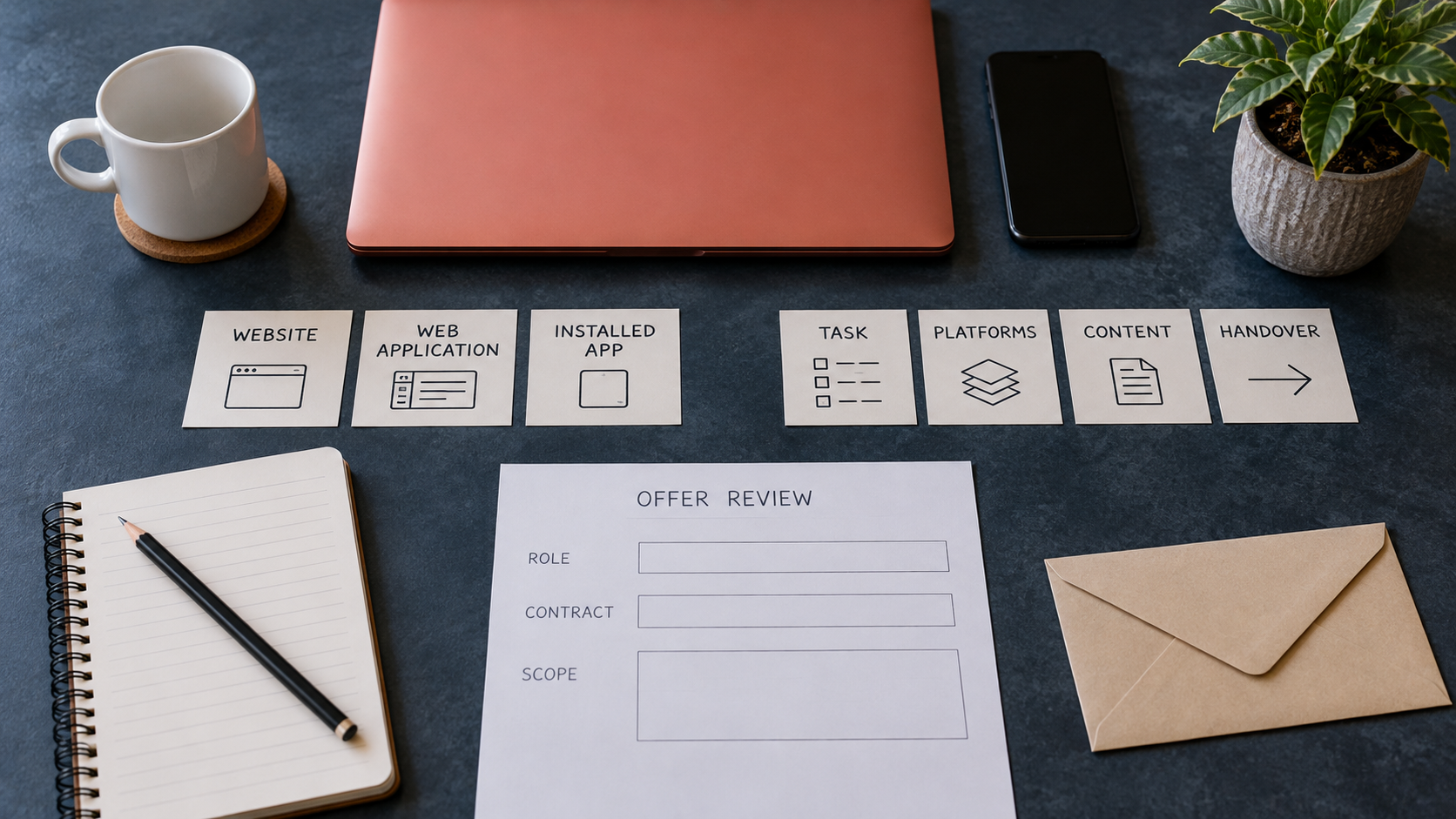Offer review sheet with blank contract and scope fields
