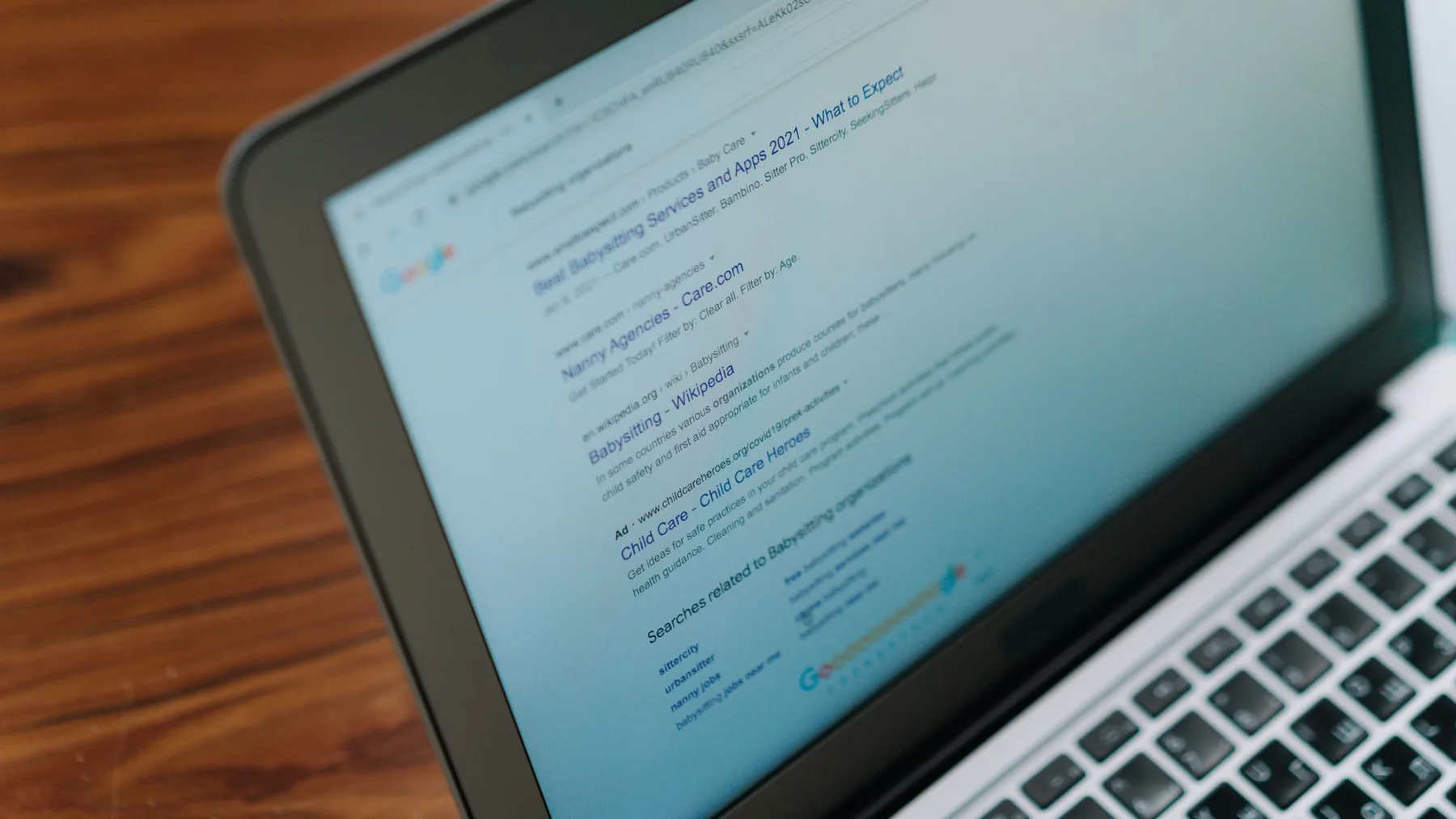 Laptop displaying a search engine during a local service page audit